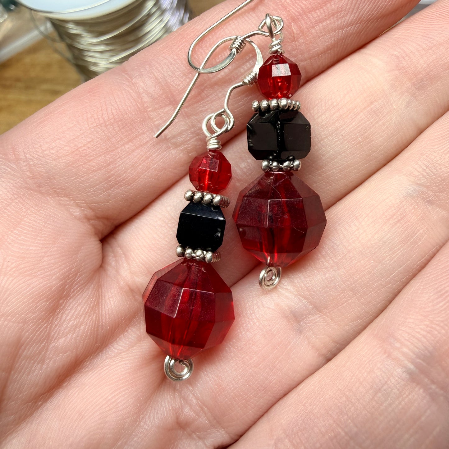 Magpie Rummage Sale - red & black earrings