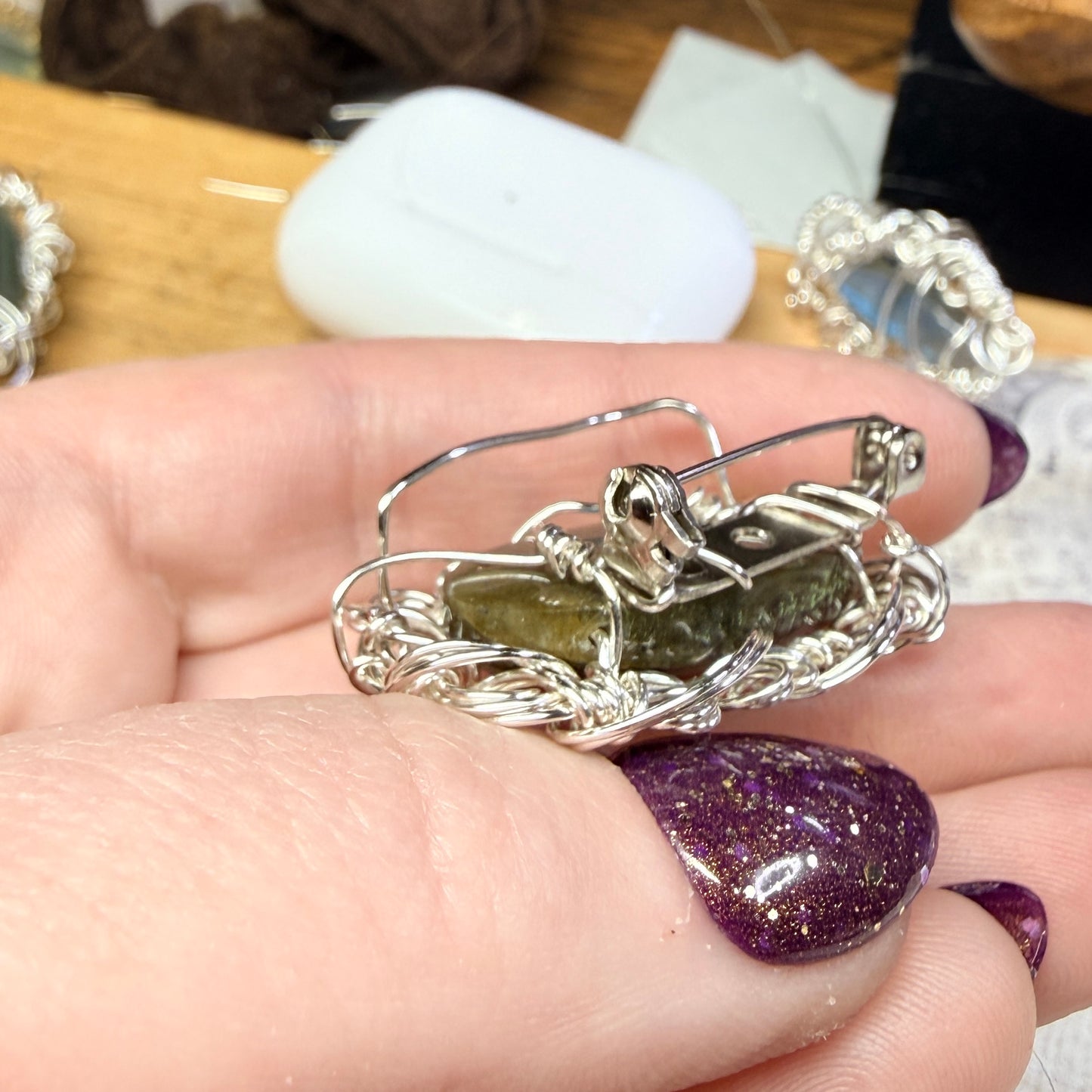 Labradorite broach - purple