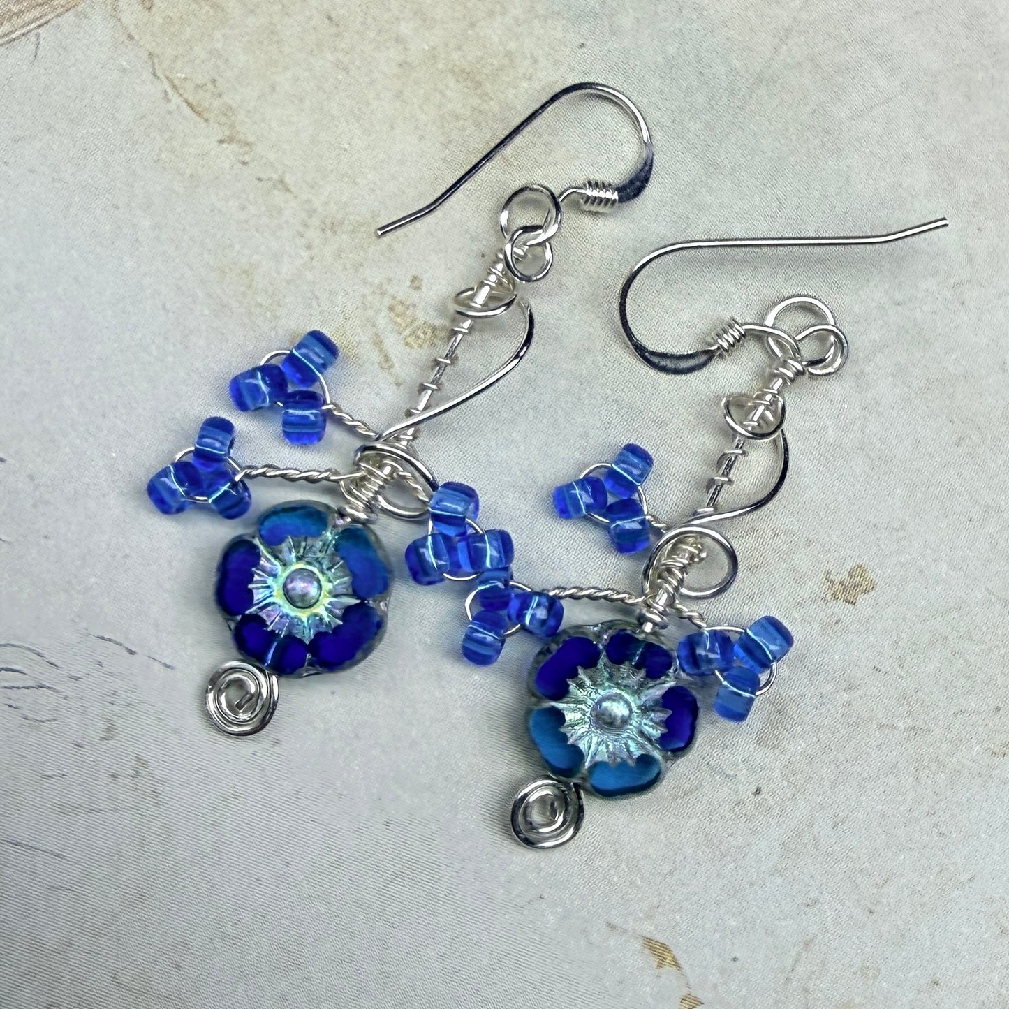 under summer skies: blue floral earrings