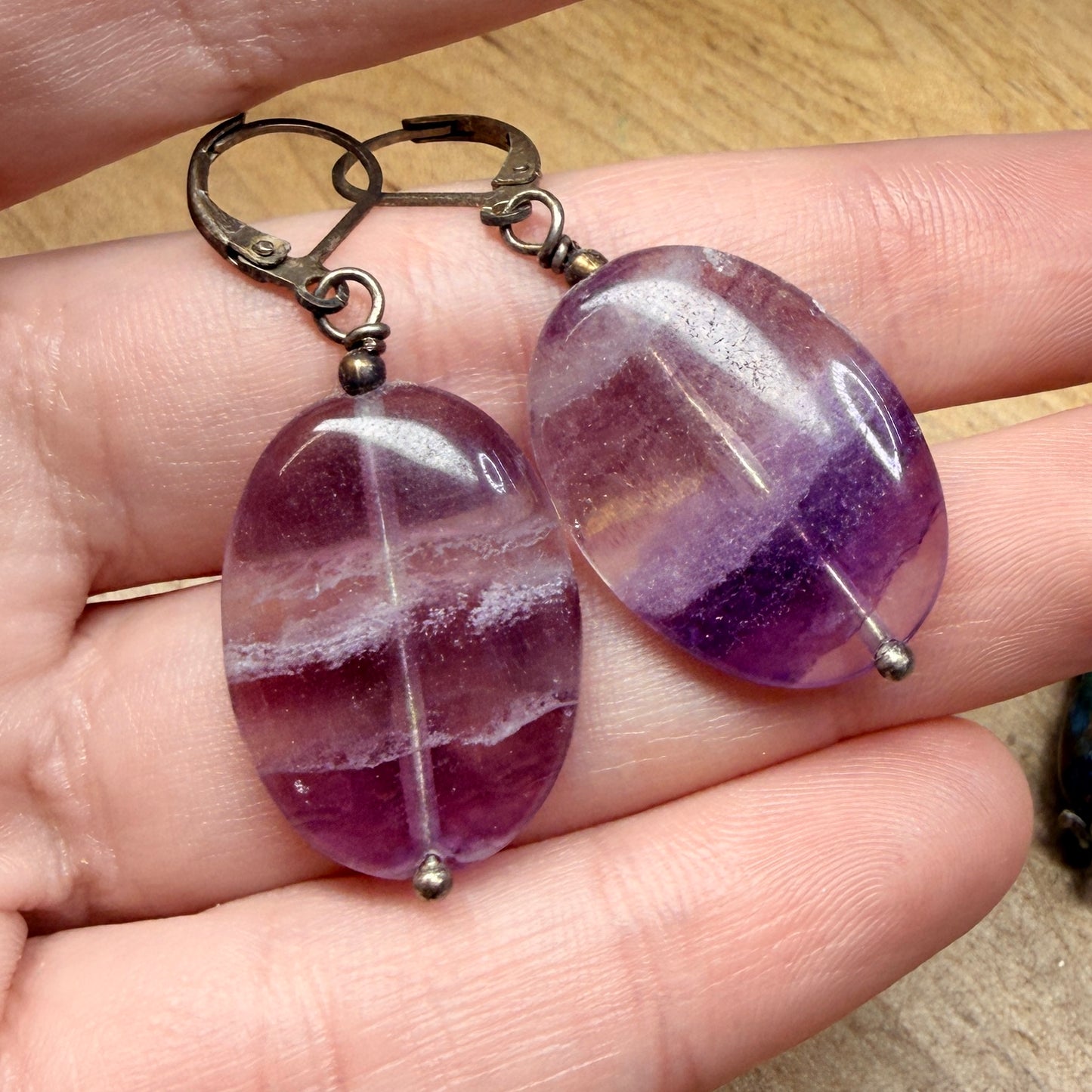 Magpie Rummage Sale - fluorite earrings (personal collection)