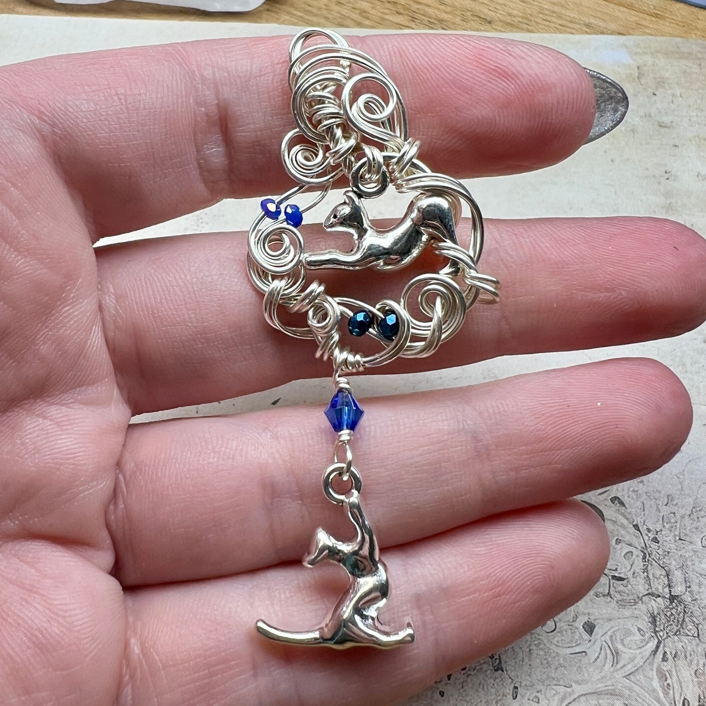 Childless Cat Lady pendant - two cats