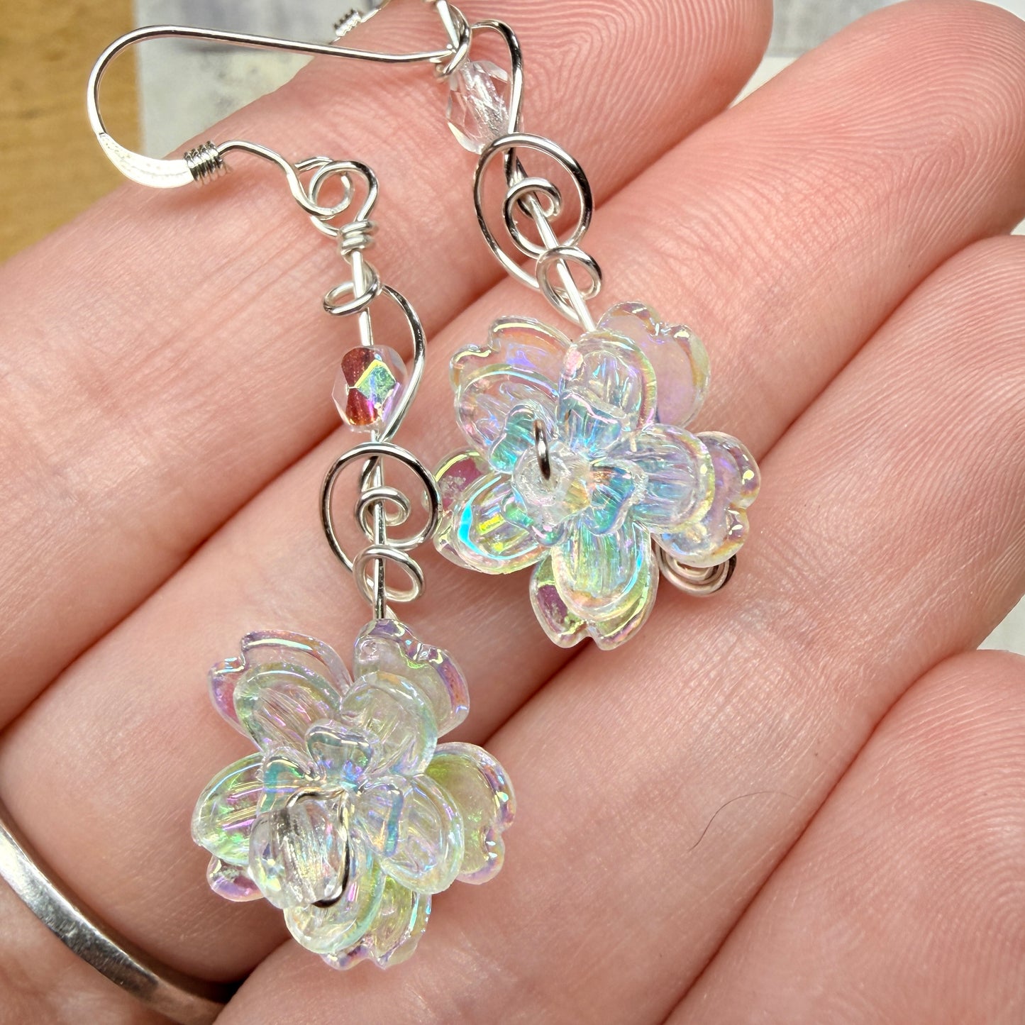 under summer skies: clear flower earrings