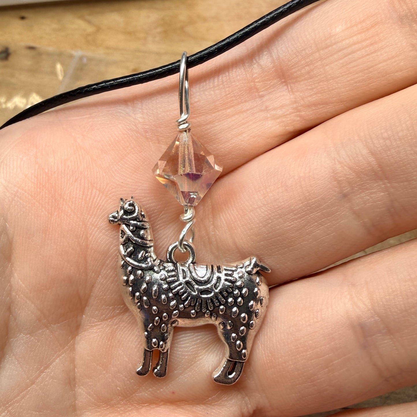 Magpie Rummage Sale - pink crystal llama pendant