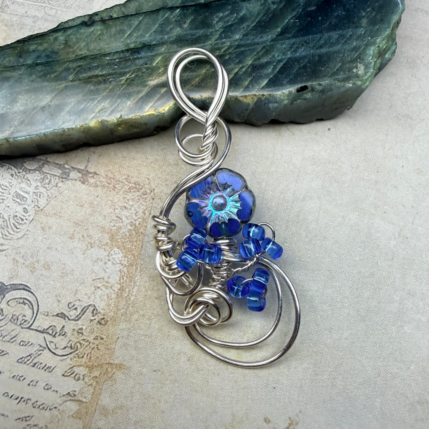 under summer skies: blue floral pendant