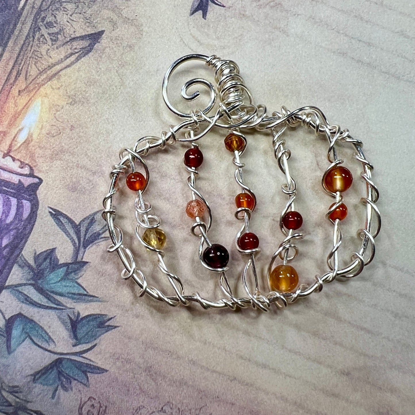 Pumpkin Pendant - red & orange