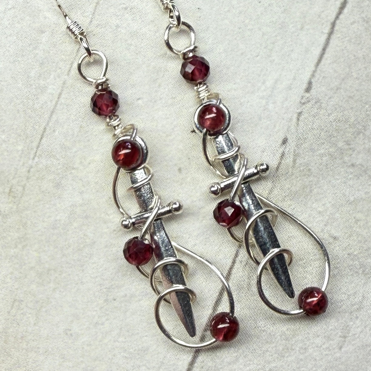 Customized Dagger Earrings - your choice of gemstones
