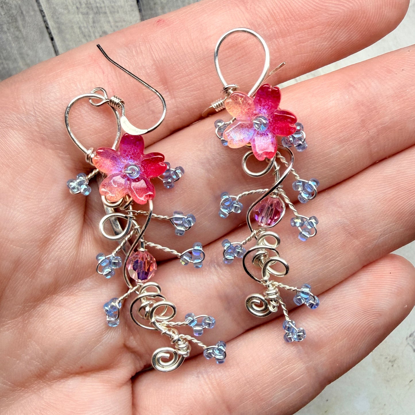 under summer skies: red floral earrings #2