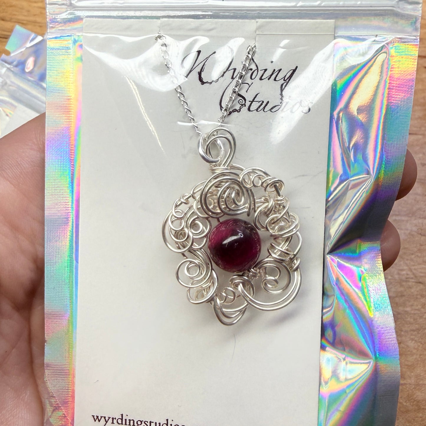 Magpie Rummage Sale - pink tiger’s eye pendant