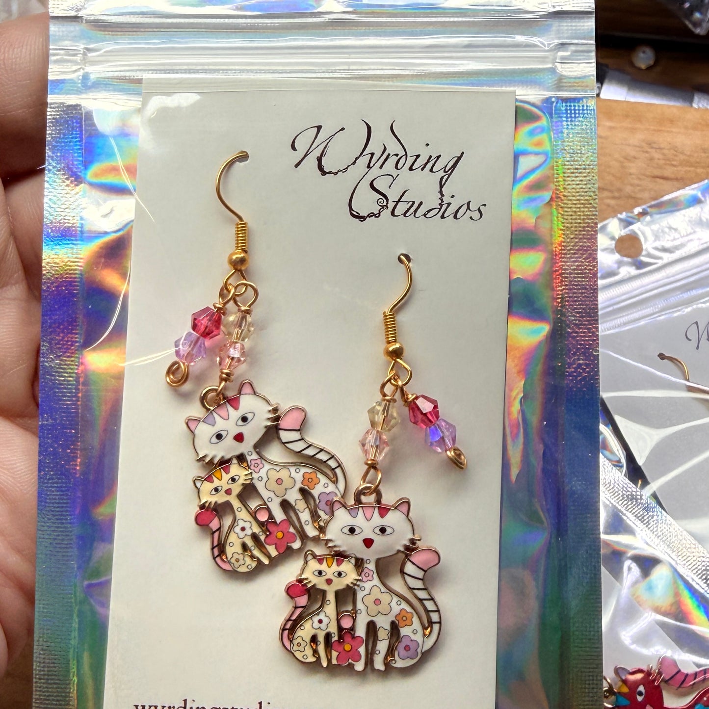 Magpie Rummage Sale - kitty earrings (white & ivory)