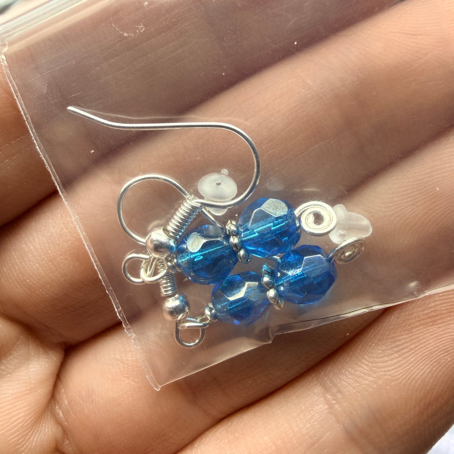 Magpie Rummage Sale - bright blue firepolished glass