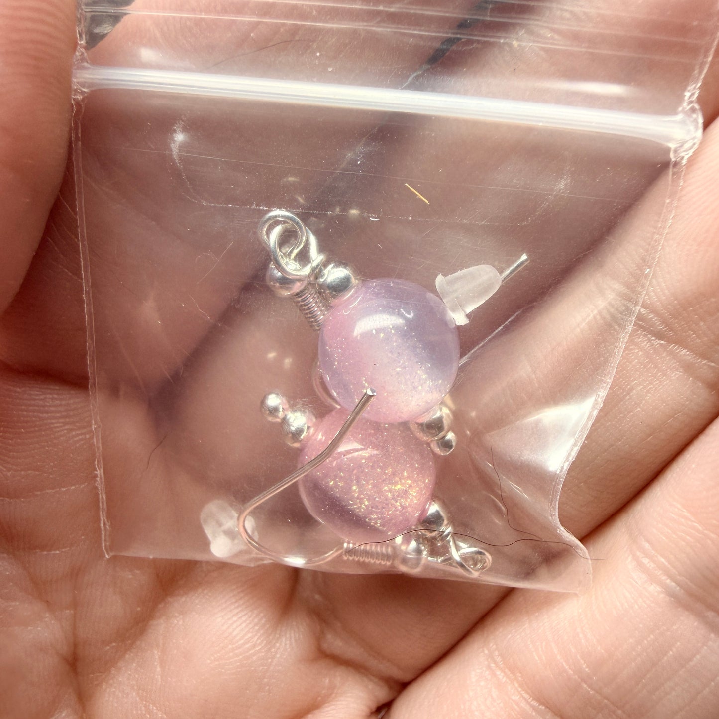 Magpie Rummage Sale - pink & purple resin earrings