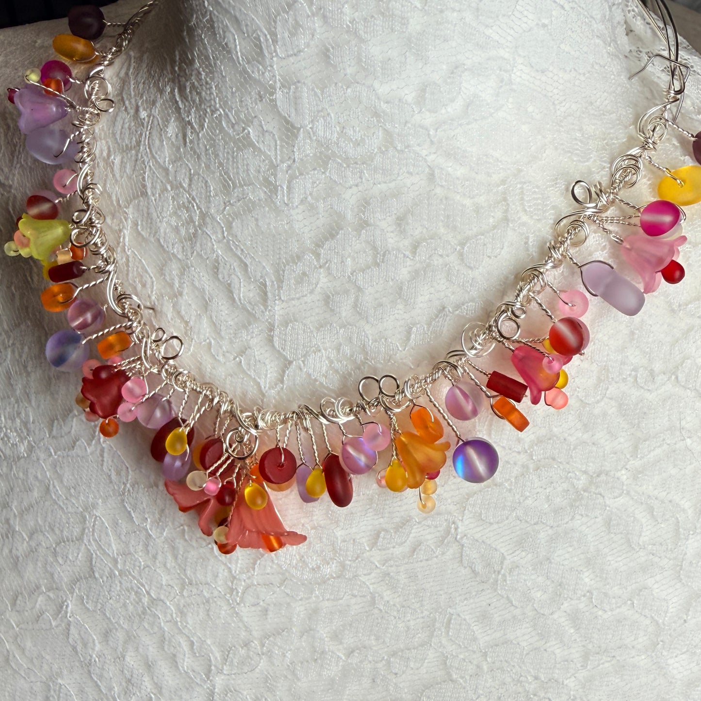 Mermaid Summer - sunset cascade necklace