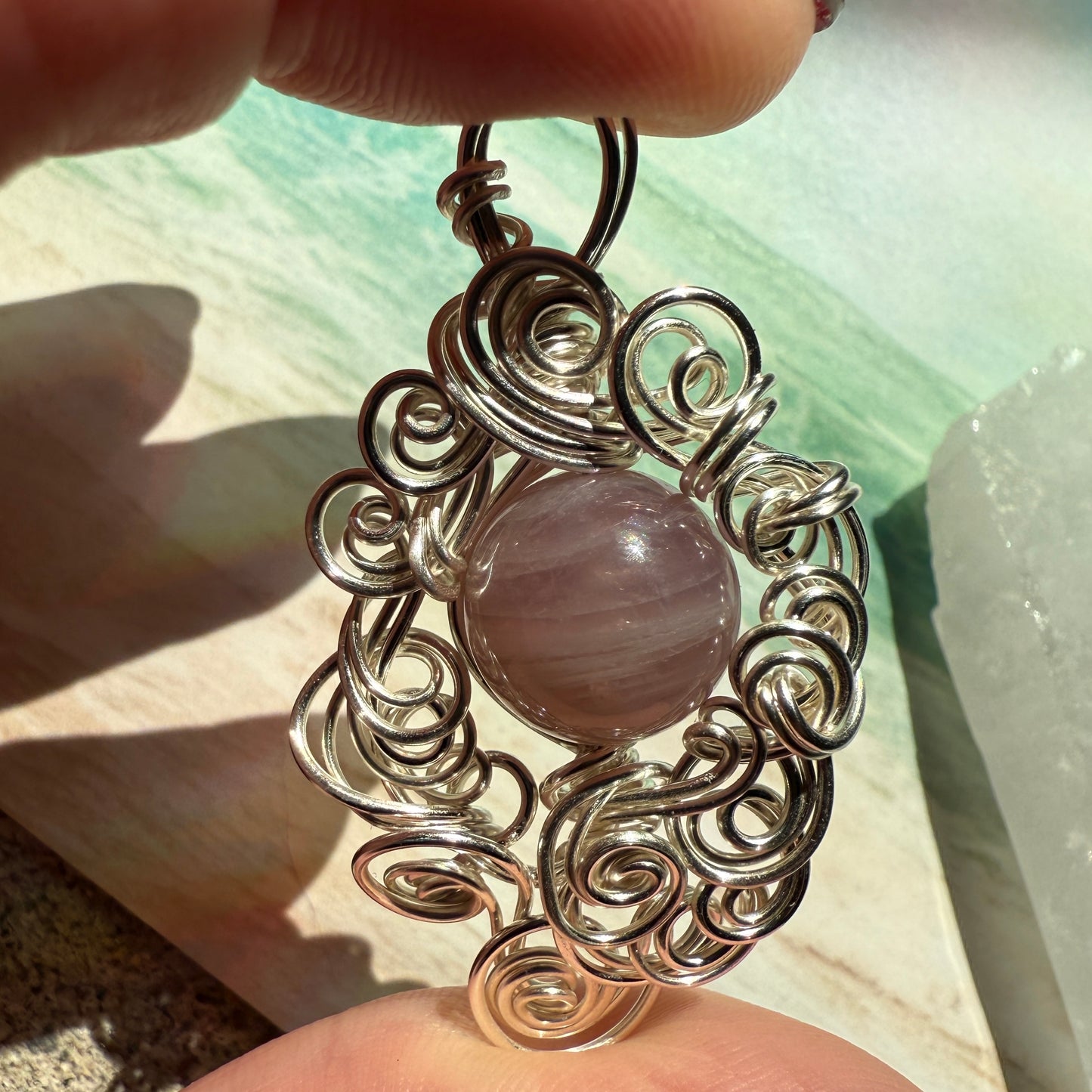 Stillness In The Storm: rose quartz pendant