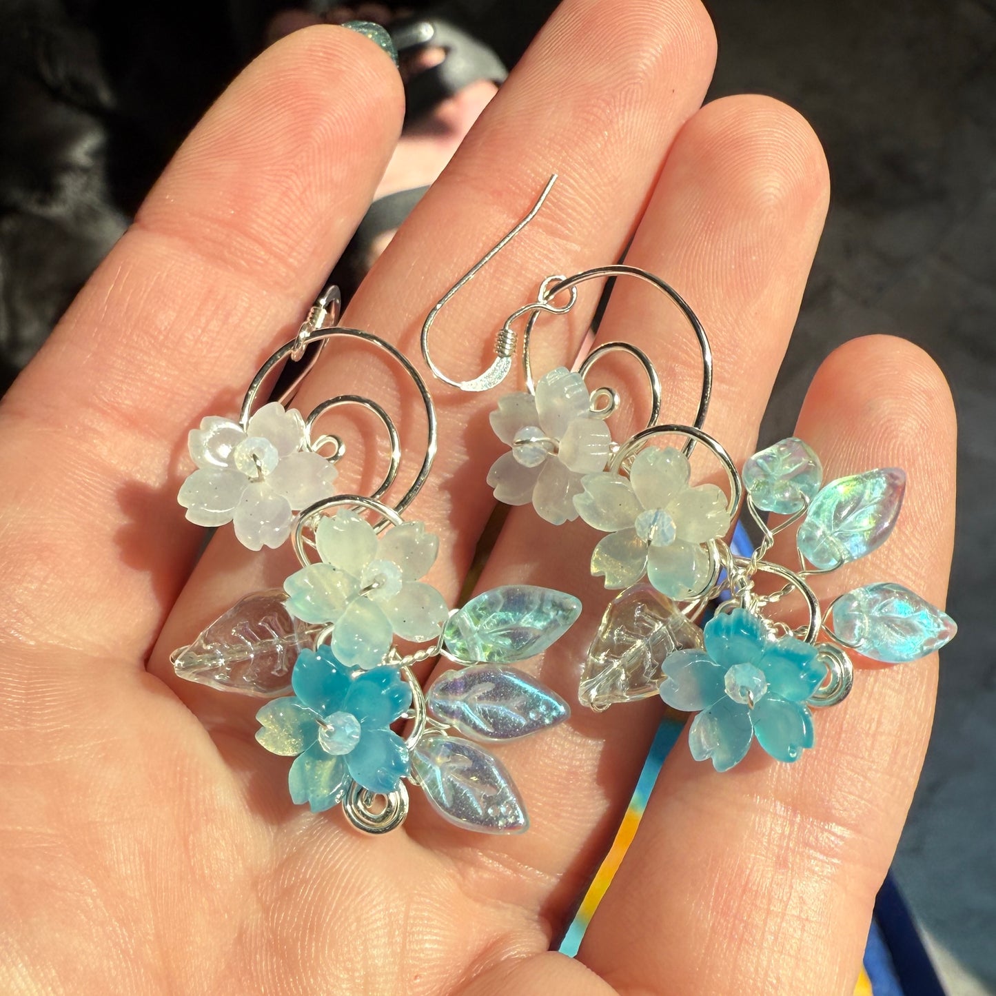on the turning tide - blue mermaid garden earrings
