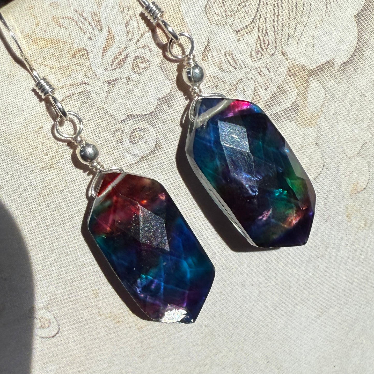 on the turning tide - large rainbow aurora earrings