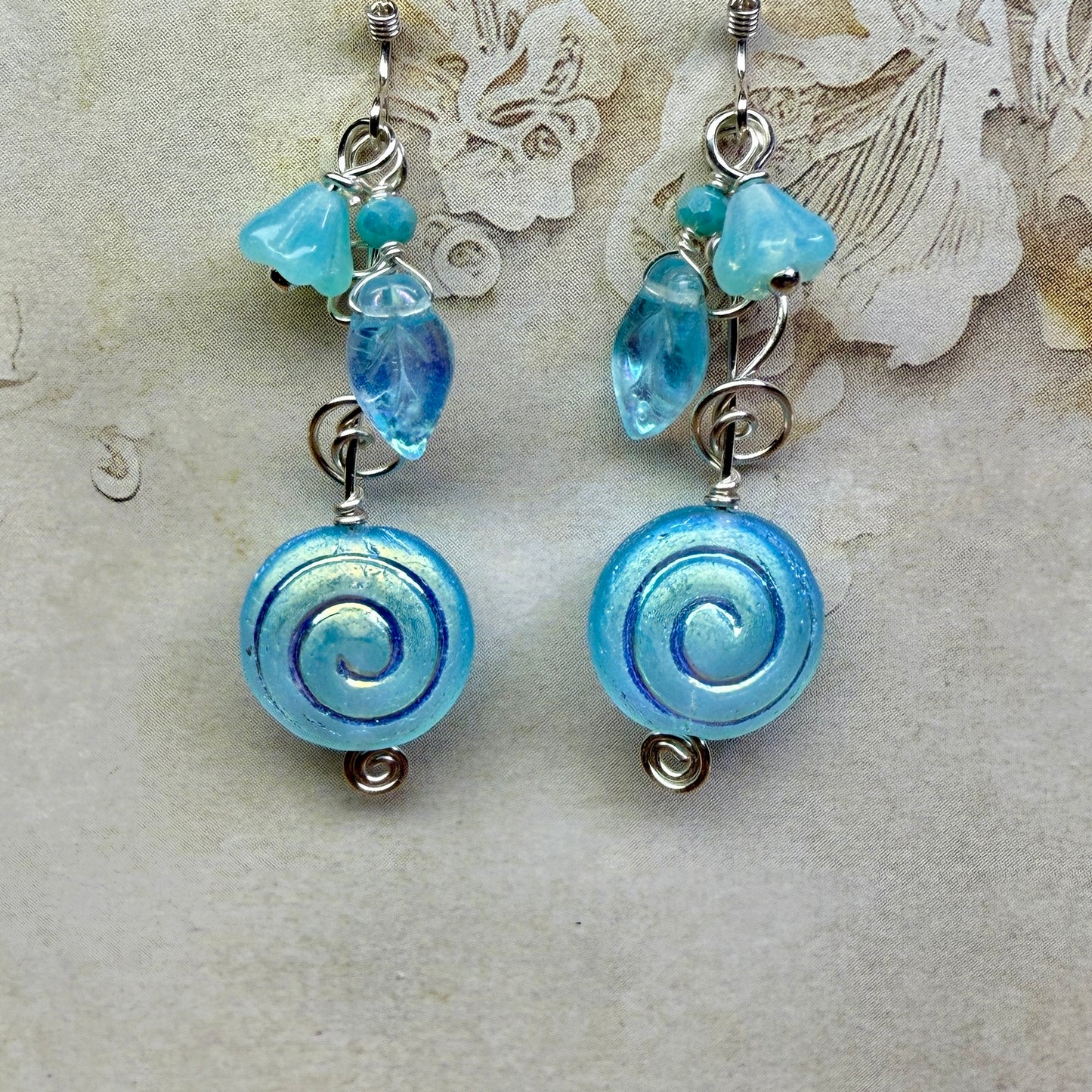 on the turning tide - blue spiral earrings