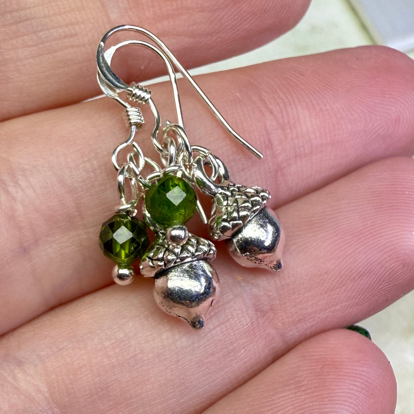 in the waiting woods - acorn earrings with chrome diopside