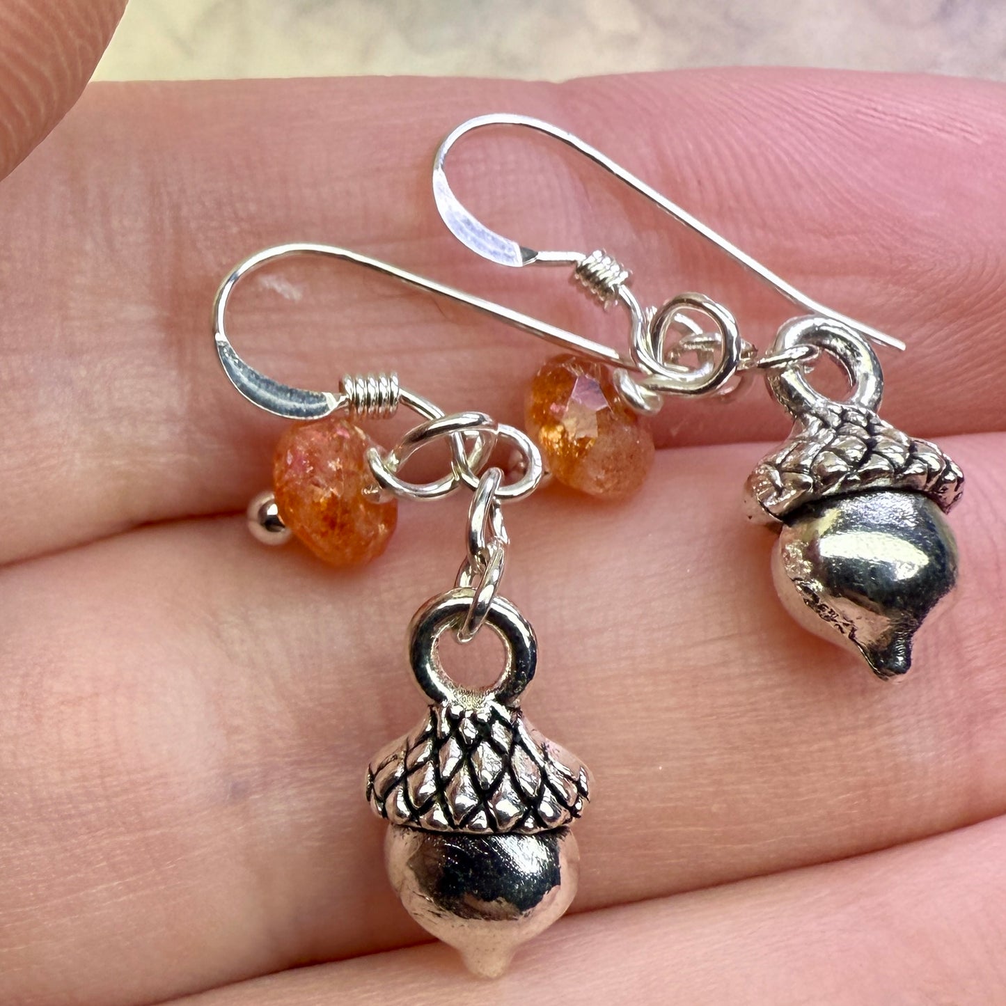 in the waiting woods - acorn earrings with sunstone