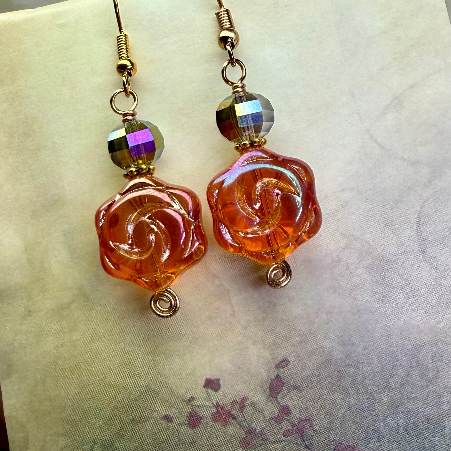 in the waiting woods - persimmon rose earrings