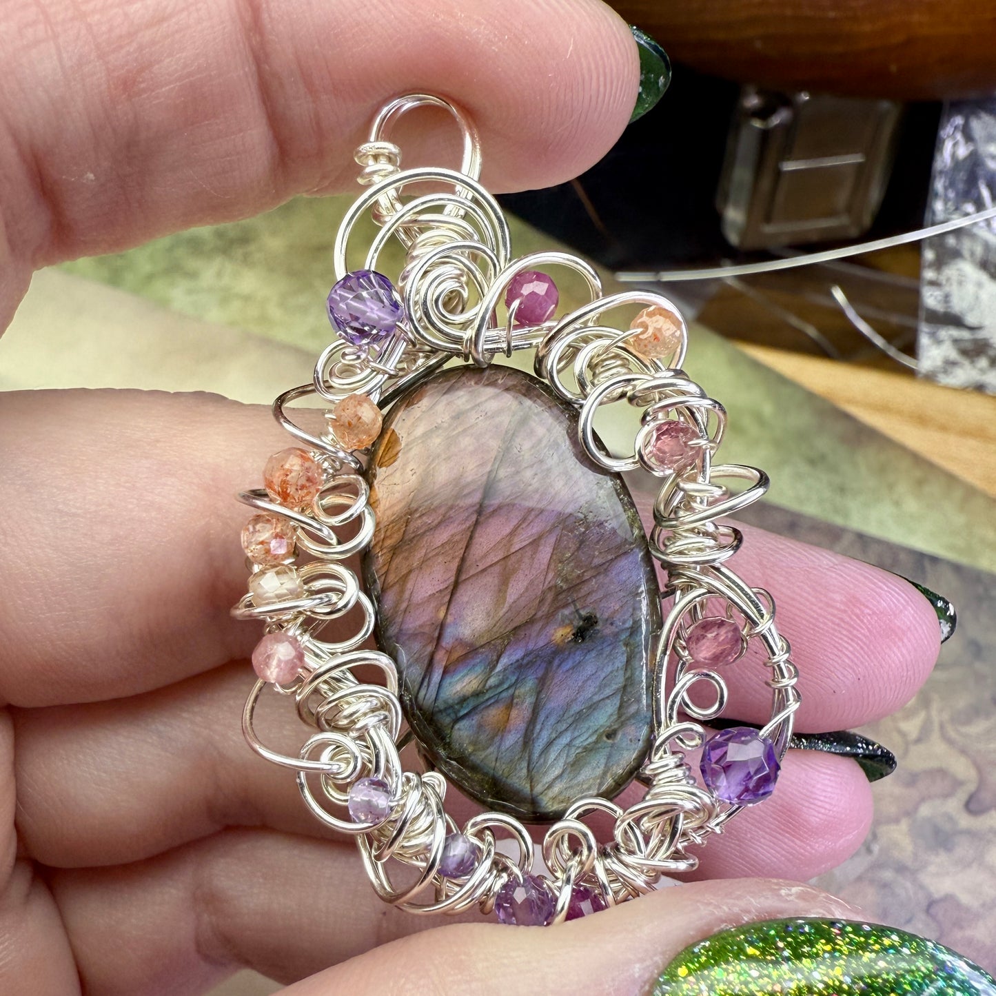 in the waiting woods - purple labradorite pendant