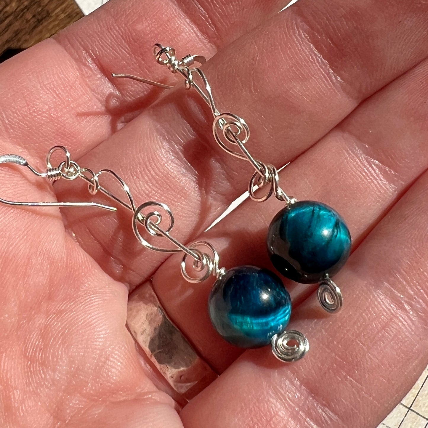 Teal Tigereye Earrings