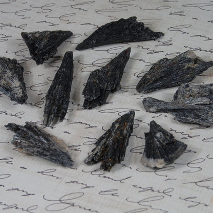 Black kyanite crystal fans/clusters