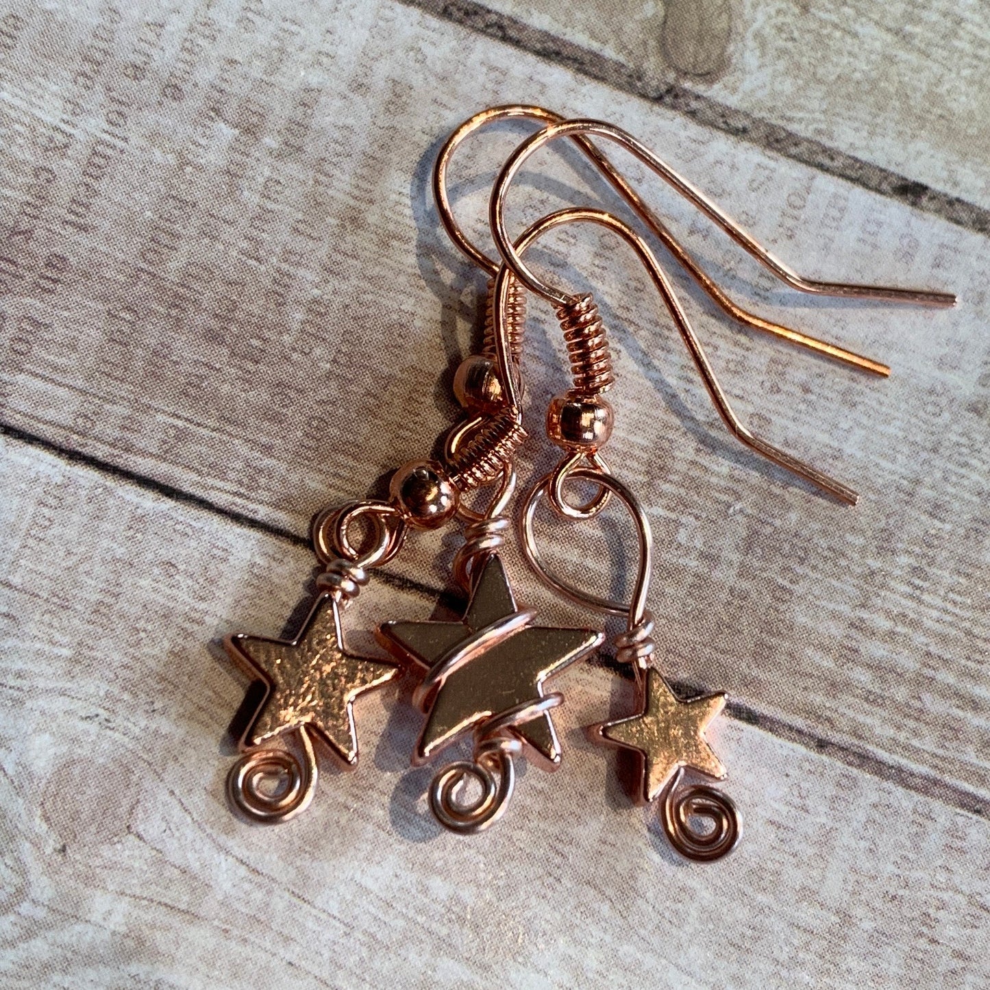 Tiny Trio: rose-gold hematite stars