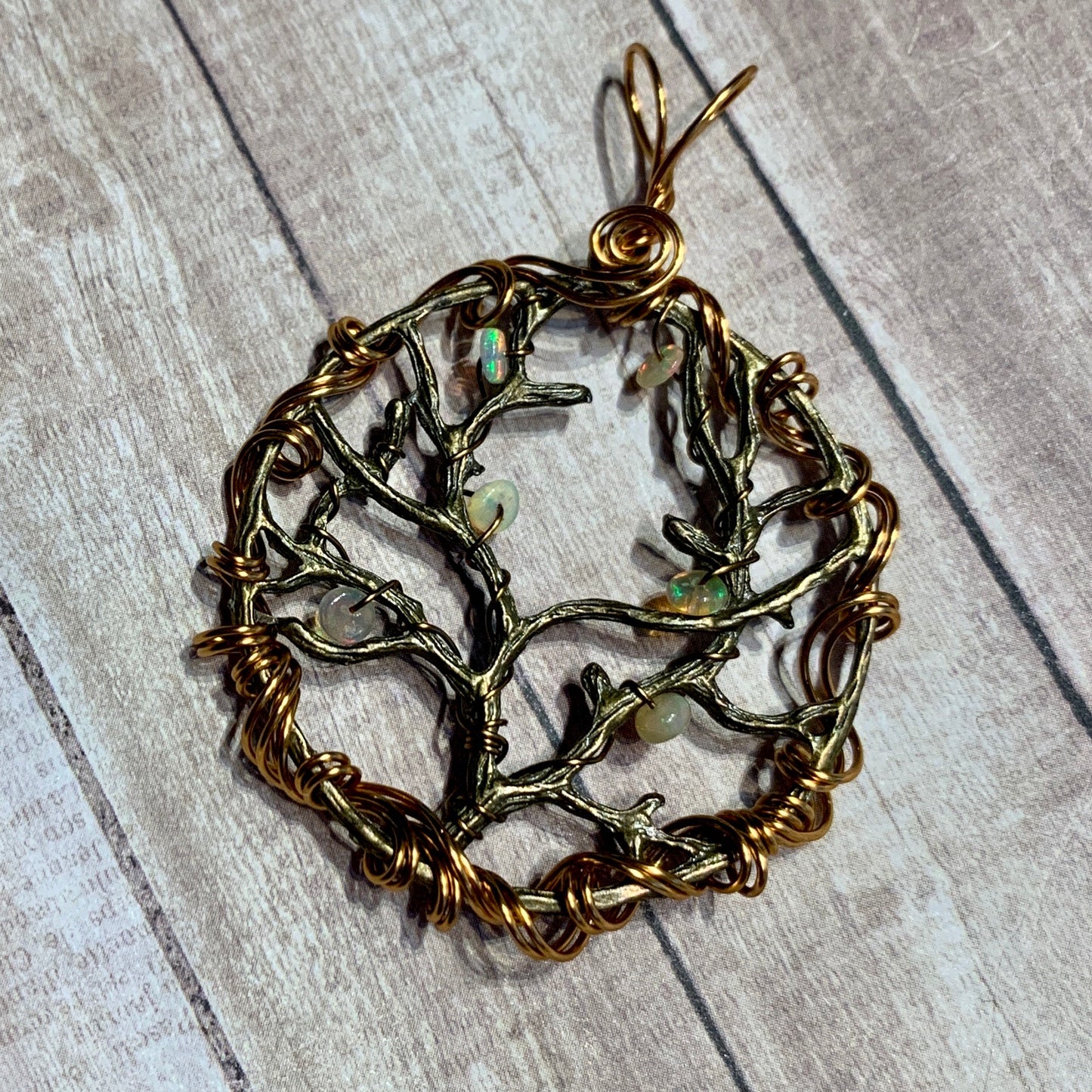 Barren Trees - opal and brass