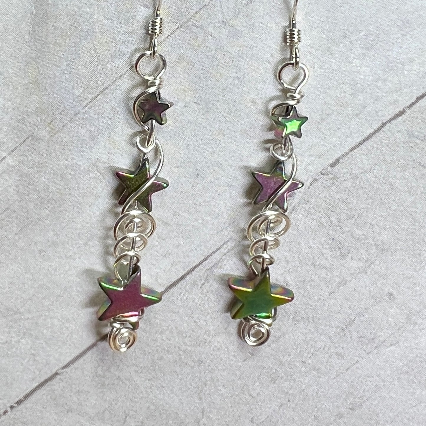 Skylit earrings - green/pink