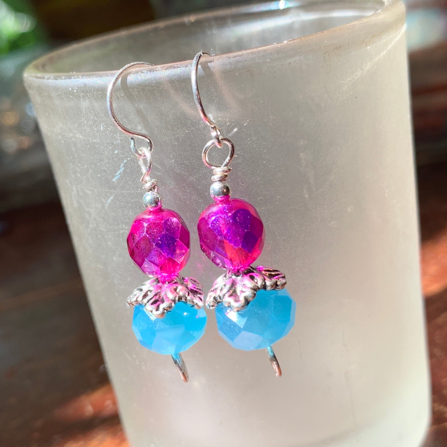 Tiny Evil Genius Earrings: pink and blue – Wyrding Studios