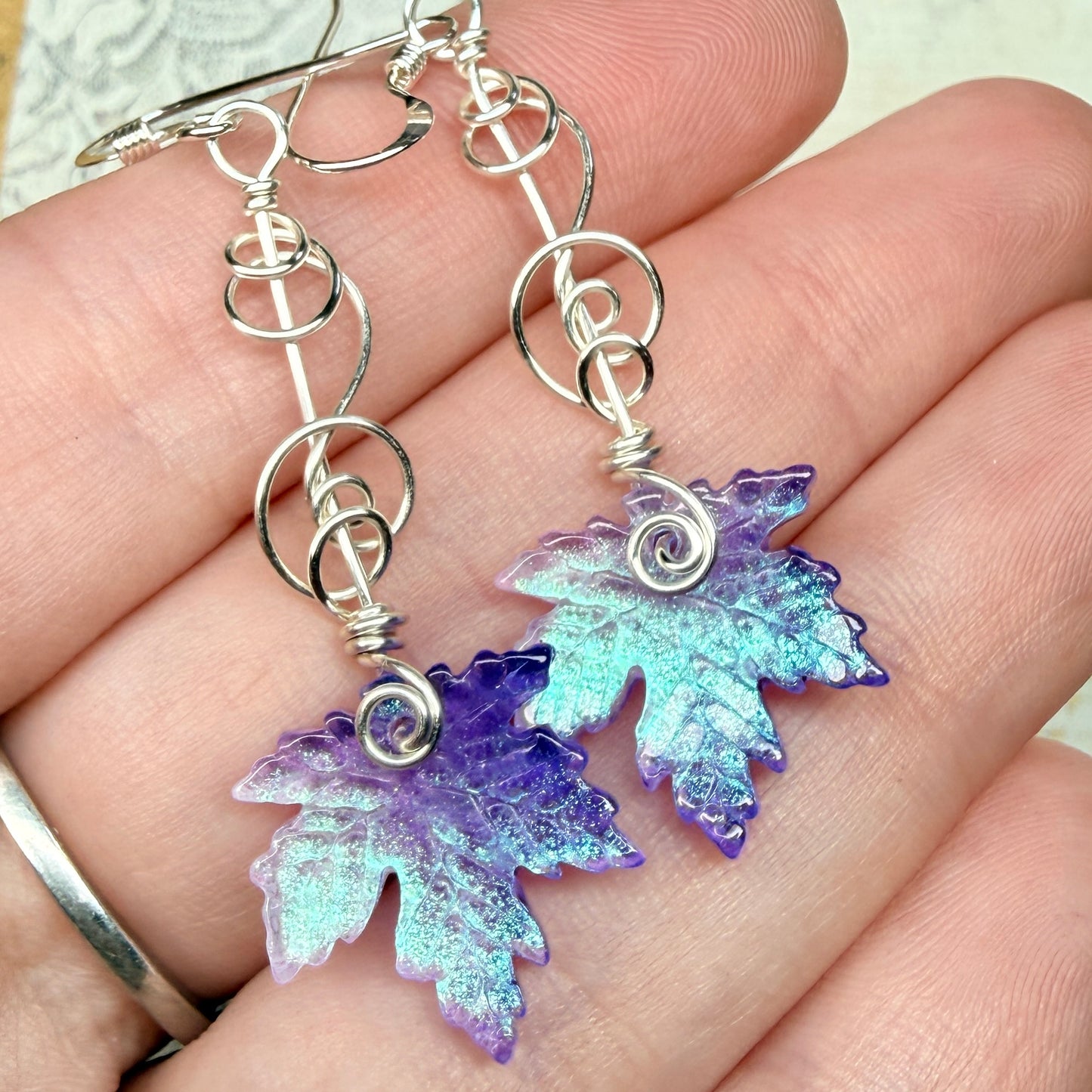 under summer skies: purple leaf earrings