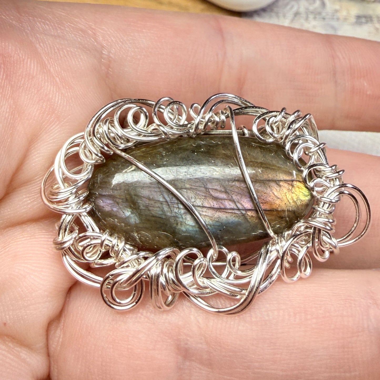 Labradorite broach - purple