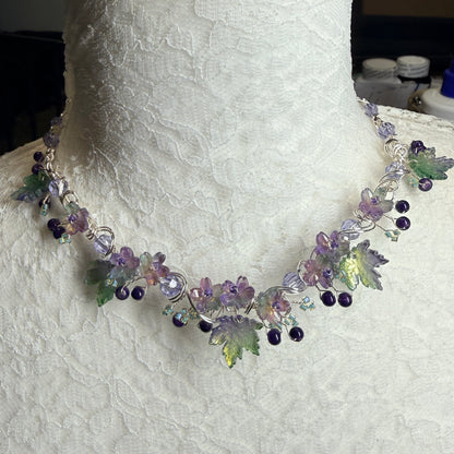 on autumn winds: green & purple necklace