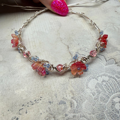 under summer skies: red floral bracelet #2