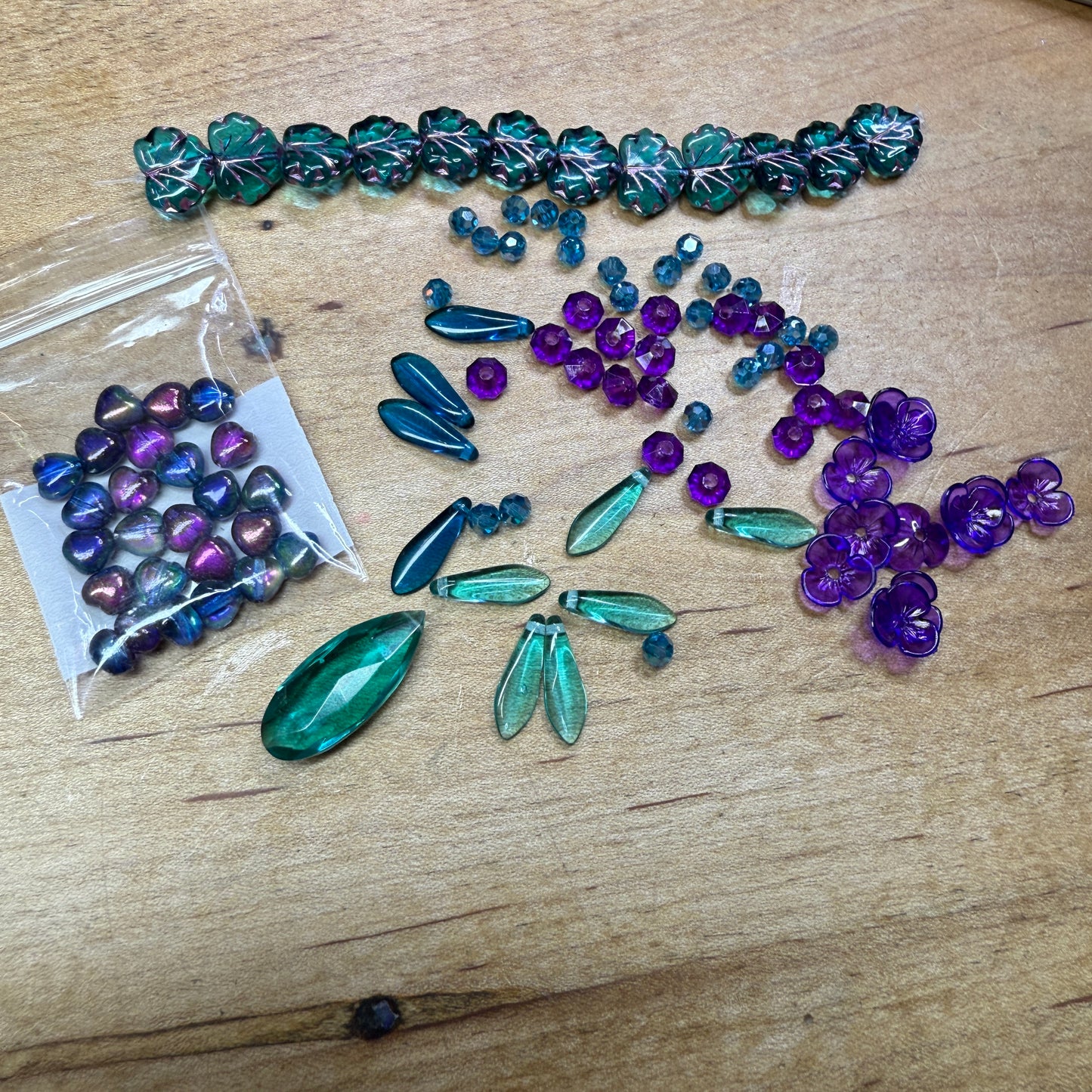 Purple and Teal cascade necklace