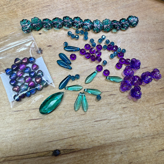 Purple and Teal cascade necklace