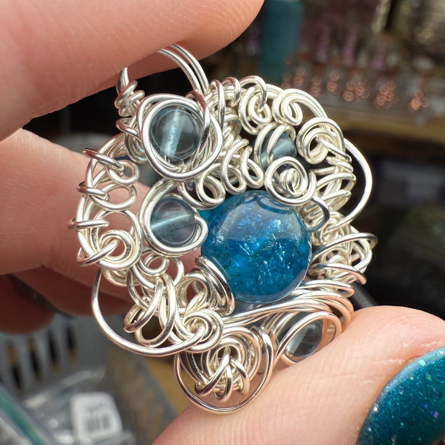 on the turning tide -  apatite & fluorite pendant