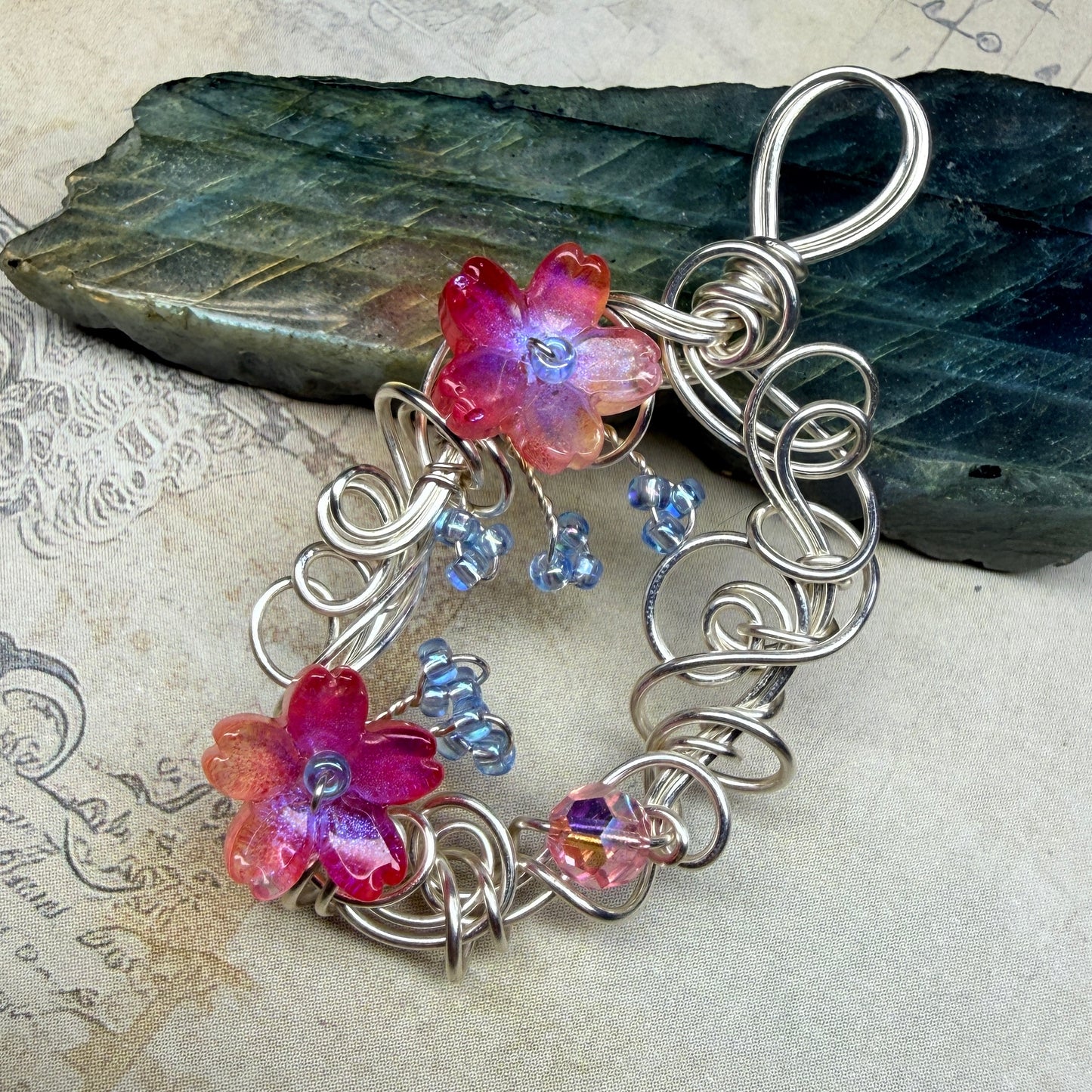 under summer skies: red floral pendant #2