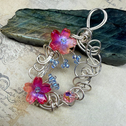 under summer skies: red floral pendant #2