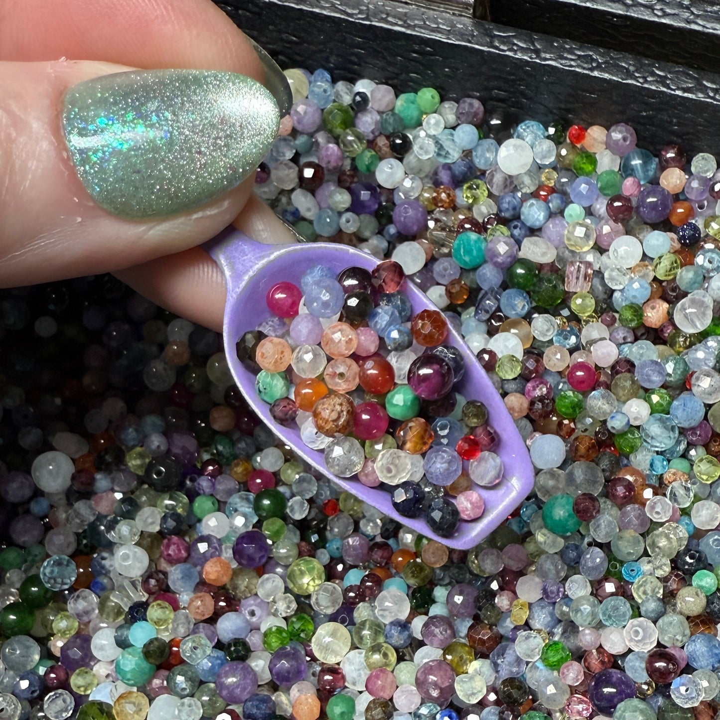 what is this, a scoop for ants? (tiny gemstone bead scoops)