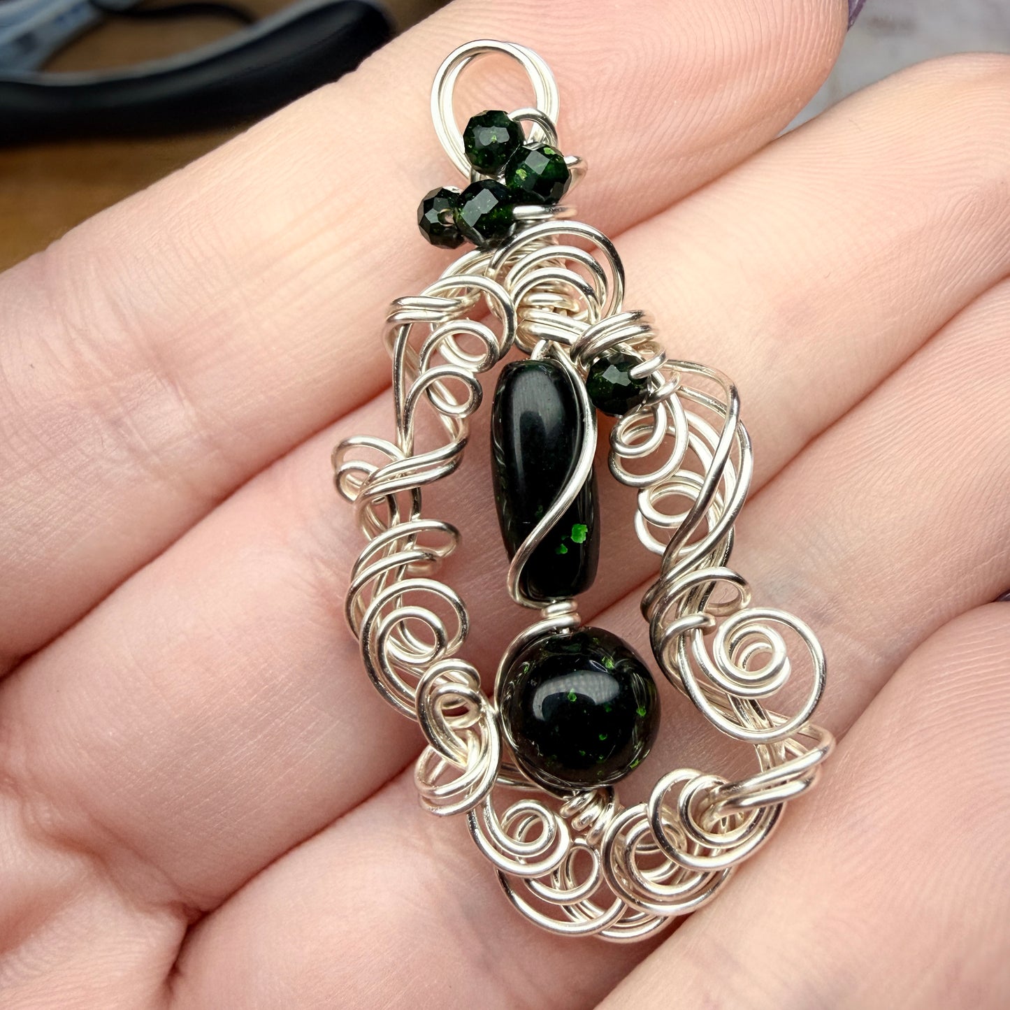 Green goldstone pendant