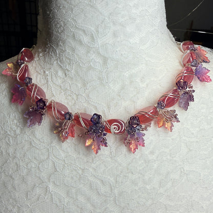 on autumn winds: pink and purple necklace