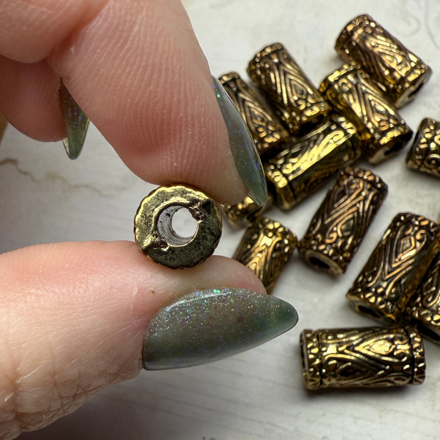 Vintage Metallic Gold Tube Beads