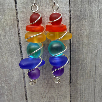 Mermaid Summer - rainbow earrings (darker)