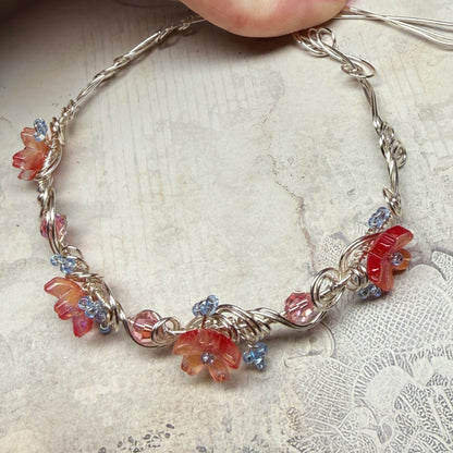 under summer skies: red floral bracelet #2