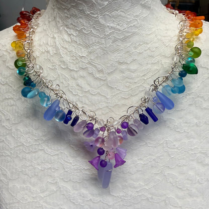 Mermaid Summer - rainbow cascade necklace #2