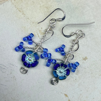 under summer skies: blue floral earrings