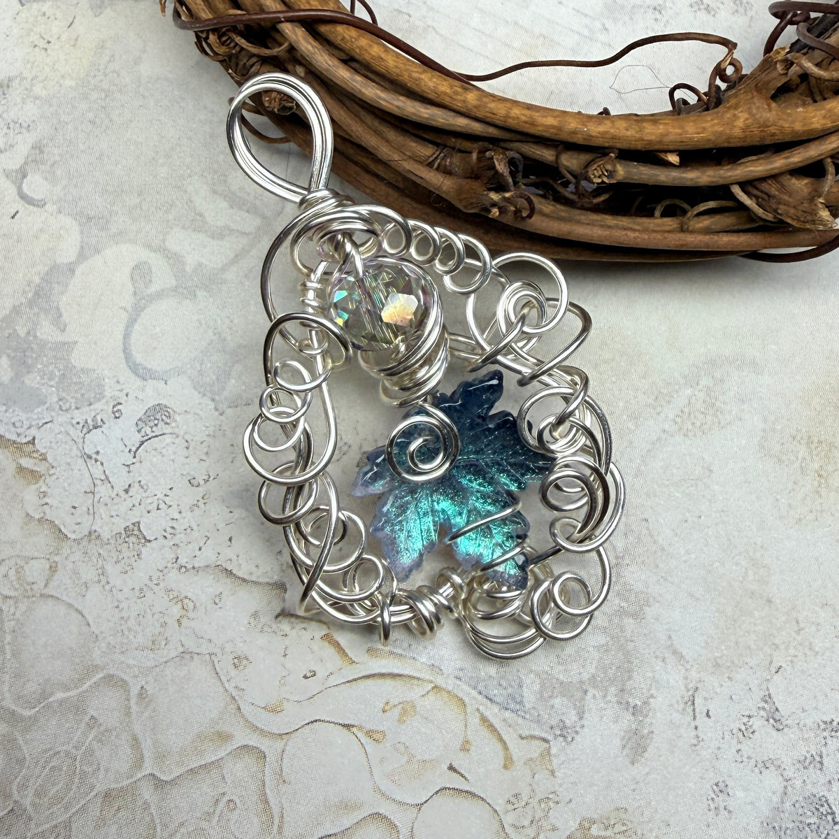 on autumn winds: light teal pendant