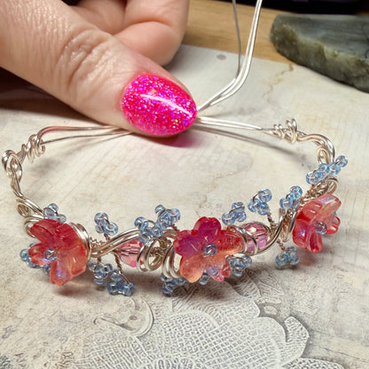 under summer skies: red floral bracelet #1