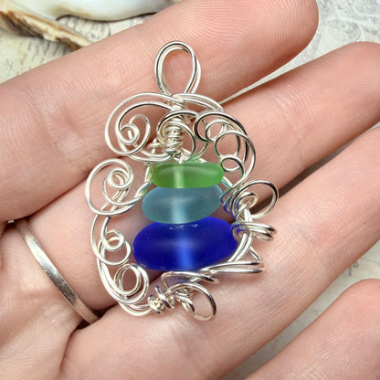 Mermaid Summer - blue and green pendant